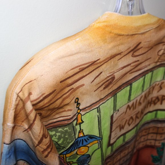 vintage 90s Disney by Joujou Christmas beaded sequin t-shirt Mickey's Workshop - Picture 10 of 16